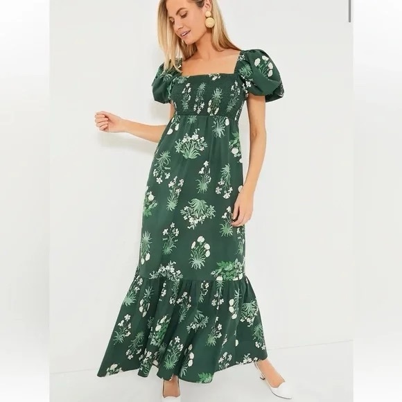 Tuckernuck Viridian Stamped Bouquets Gabrielle Dress - Picture 3 of 4